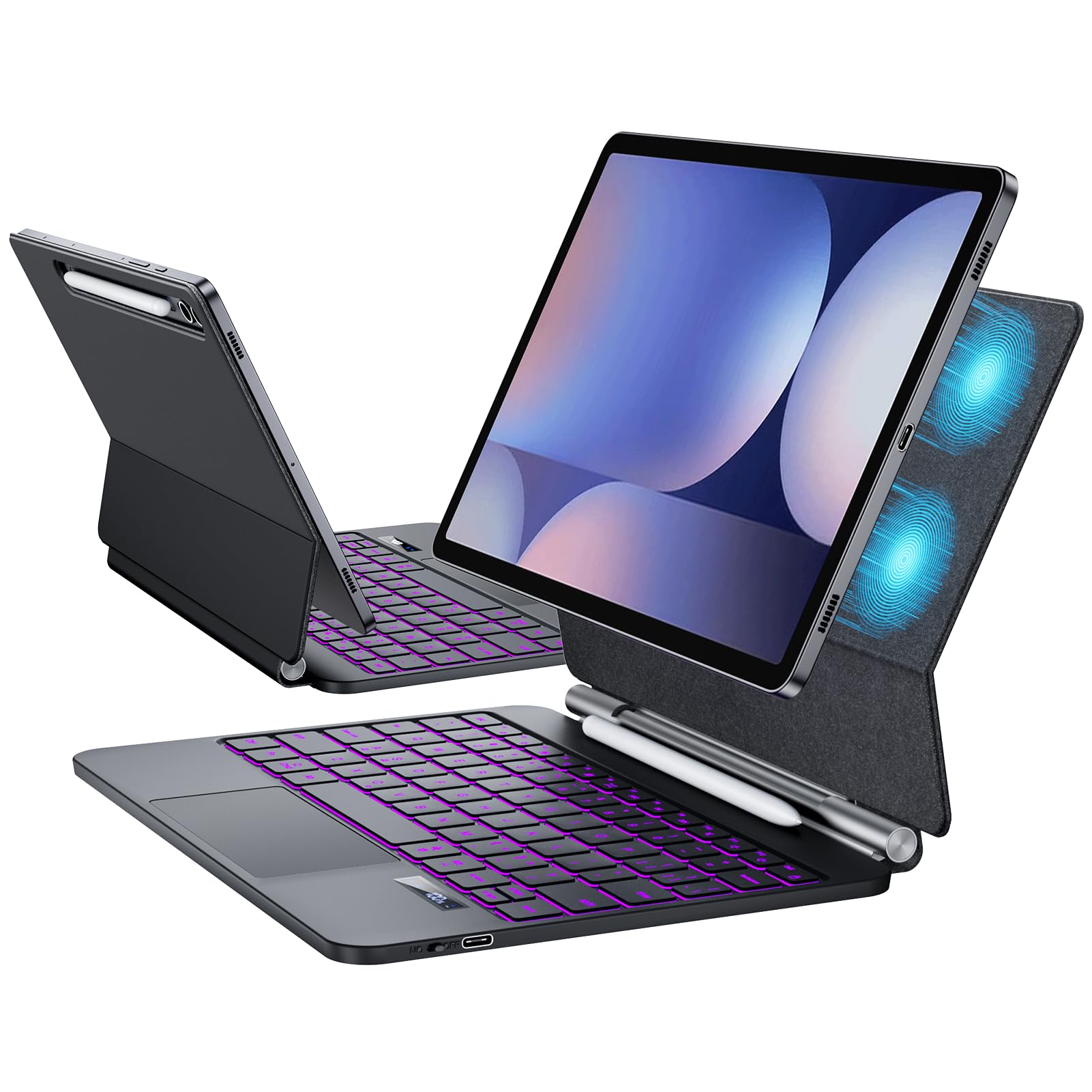 JUQITECH Capa Magic Keyboard para Samsung Galaxy Tab S10+/S9+/S9